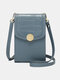 Women Faux Leather Fashion Multifunction Solid Color Crossbody Bag Mini Phone Bag - Blue