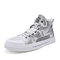 Men High Top Canvas Stitching Non Slip Pattern Stylish Casual Sneakers - White