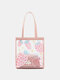 Women 2Pcs Waterproof Transparent Print Fruit PVC Multi-Carry Handbag Tote Shoulder Bag - Pink