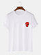 Mens Skull Chest Print 100% Cotton Short Sleeve Casual T-Shirt - White