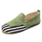 Large Size Women Retro Round Toe Splicing Slip On Flat Loafers - Green