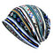 Cotton Geometric Patterns Cap Casual Beanie Hats Outdoor Sun Cap Scarf Dual Use For Woman - Blue