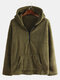 Mens Winter Double Fleece Warm Long Sleeve Hooded Zipper Fly Hoodies Sweatshirts - Army Green