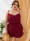 Solid Color Straps Plus Size Short Casual Jumpsuits - Wine Red