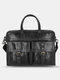 Vintage Bussiness Versatile Multi-pockets Briefcase Crossbody Bag Handbag - Black