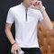 Men's short-sleeved t-shirt slim lapel shirt 2019 summer new trend Korean casual men's shirt wholesale - White