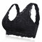 Wireless Lace Zip Front Full Coverage Push Up Bras - Black