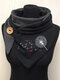 सजावटी बटन गर्मी त्रिकोण आरामदायक शाल स्कार्फ के साथ महिला पॉलिएस्टर कपास पक्षी पैटर्न प्रिंट - काली