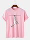 Camisetas de manga corta de algodón con gráfico de tiburón pesca para hombre - Rosado
