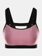 Plus Размер Женское Быстросохнущий дышащий беспроводной Фитнес Yoga Спорт Бра - Розовый