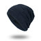Knit Wool Hat Season Plus Warm Monochrome Square Head Men's Outdoor Hat  - Navy