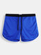 Mens Mesh Swim Trunks Arrow Pants Solid Color Breathable Sports Home Casual Shorts with Liner Pouch - Blue