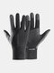 Men Dacron Spandex Plus Velvet Full-finger Outdoor Waterproof Windproof Warmth Non-slip Wear-resistant Touchscreen Gloves - Black Gray