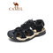 CAMEL CROWN Men Genuine Leather Non Slip Anti-collision Toe Outdoor Casual Hiking Sandals - Black