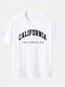 Plus Size Mens 100% Cotton California LA Print Fashion Short Sleeve T-Shirts - White