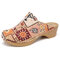 Socofy retrô costura de tecido moda Padrão slip on mules tamancos sandálias de salto baixo para presentes de páscoa - laranja