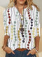 Blusa gola com botões e manga comprida com estampa de pontos multicolorida - Branco