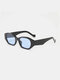 Unisex PC Oval Full Frame Tinted AC Lenses Sunshade Anti-UV Sunglasses - Black Frame Blue Lenses