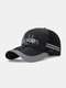 Unisex Nylon Mesh Patchwork Letter Print With Windproof Rope Reflective Strip Breathable Baseball Cap - Black