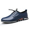Men Comfortable Soft Lace Up Business Casual Leather Shoes - Blue