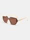 Men Fashion Casual Outdoor UV Protection Metal Rivet Colorblock Half Frame Sunglasses - Coffee