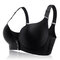 Plus Size Front Button Wireless Gather Seamless Thin Adjustable Bra DD Cup - Black