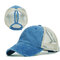 Women Man Washed Cloth Color Baseball Cap Solid Color Breathable Retro Sun Hat - Blue