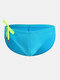 Men Sexy Solid Color Swim Briefs Retro Quick Dry Drawstring Beach Low Rise Short Swimwear - Sky Blue
