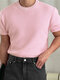 T-shirt da uomo a maniche corte in maglia a nido d'ape tinta unita - Rosa
