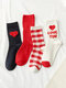 5 Pairs Women Cotton Solid Love Plaid Letters Warmth Sweat-wicking Fashion Tube Socks - Mixed Color Delivery