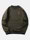 Mens Plain Style Solid Color Fleece Scratch Printed O-neck Collar Hoodies - Army Green