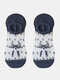 Women Silicone Non-slip Cartoon Cat Pattern Glass Wool Breathable Boat Socks - Navy