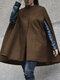 Solid Color Pocket Sleeveless Casual Cape Coat for Women - Coffee