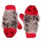 Winter Thermal Cartoon Hedgehog Mittens 2 Layers Inner Fleece Artificial Fur Gloves - Red