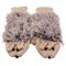 Winter Thermal Cartoon Hedgehog Mittens 2 Layers Inner Fleece Artificial Fur Gloves - Beige