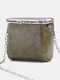 Genuine Leather Metal Buckle Design Crossbody Bag Phone Bag Coin Purse - Dark Green