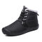 Large Size Men Fabric Leather Plush Lining Non-slip Casual Snow Boots  - Black 1