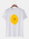 Mens Cartoon Lemon Printed Round Neck Casual Short Sleeve T-shirts - White
