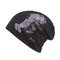 Mens Unisex Cotton Printed Bonnet Beanies Hats Outdoor Ear Protection Warm Skullies Hat - Black