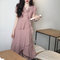 Polka Dot Ruffled Short-sleeved V-neck Dress - Photo Color