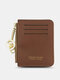Women Faux Leather Contrast Color Mini Multi-Card Slot Card Holder Simple Short Coin Purse Wallet - Brown