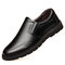 Men  Pure Color Leather Non Slip Soft Sole Casual Driving Shoes - Black