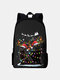 Women Men Christmas Cat Lantern Pattern Printing Backpack - Black2