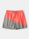 Lightweight Colorblock Shorts Quick Dry Beach Surfing Swim Trunks with Lining for Men - Orange