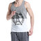 Mens Casual Breathable Cotton Fit Jogging Sport Sleeveless Vest  - White+Gray