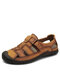 Men Woven Style Fisherman's Sandals Outdoor Beach Hand Stitching Sandals - Yellow