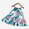 Girl's Flower Leaf Print Sleeveless Ruffled Casual Slip Dress For 3-10Y - As Picture