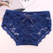 Sexy See Through Lace Hollow Low Rise Breathable Panties - Navy