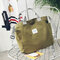 Women Solid Canvas Leisure Crossbody Bag Large Capacity Handbag - Green