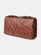 Women Retro Faux Leather Waterproof Large Capacity Rivet Decoration Double Zipper Clutch Bag - Brown